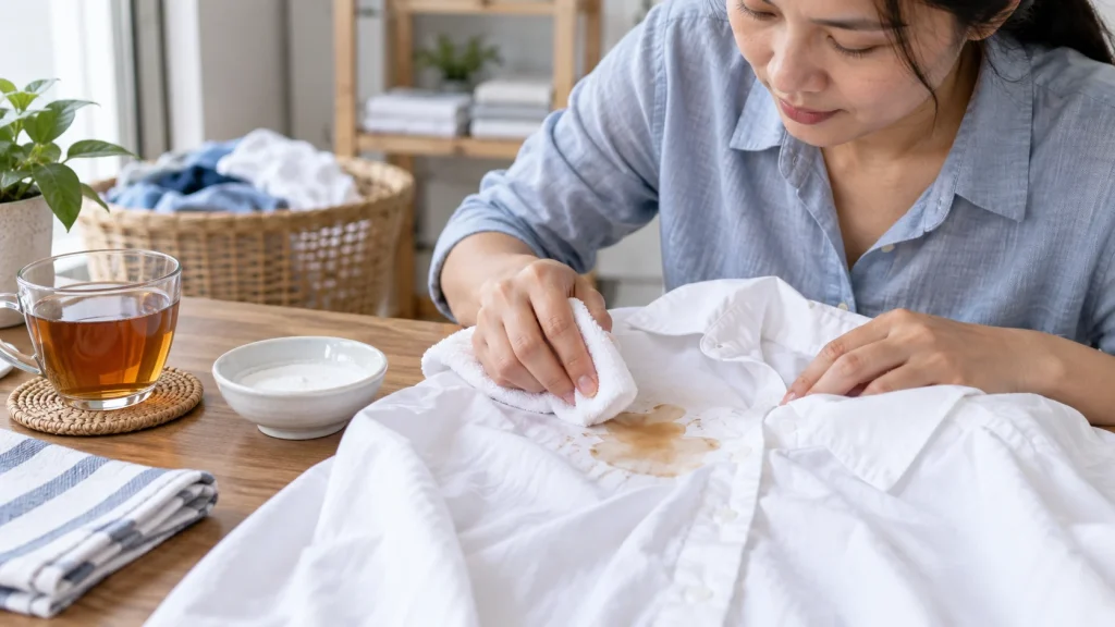 Cách tẩy vết trà trên quần áo