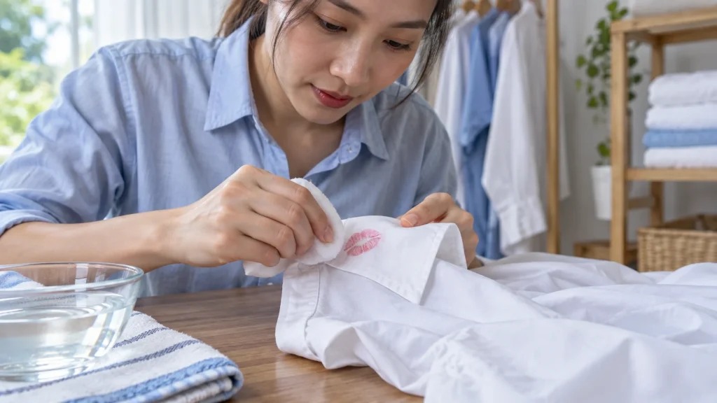 Cách tẩy vết son môi trên quần áo