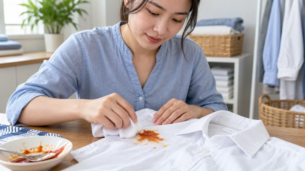 Cách tẩy vết thức ăn trên quần áo